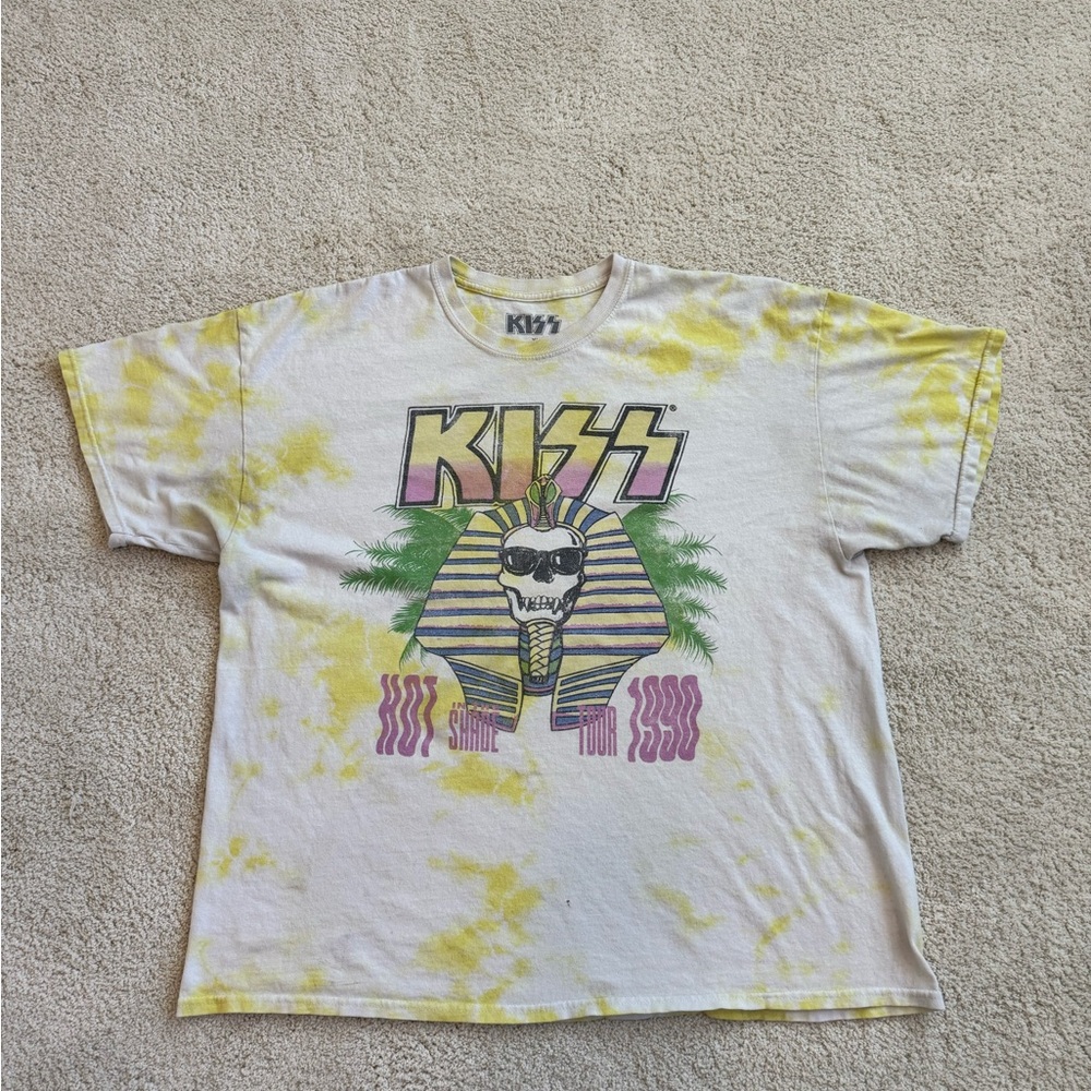 Men’s Vintage KISS Tie-Dye T-Shirt - Yellow